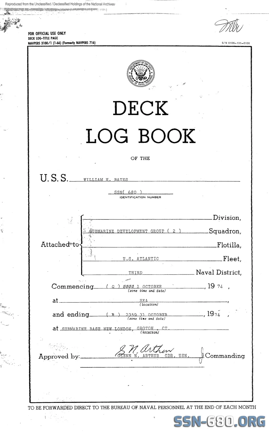 deck log 1974 oct 02