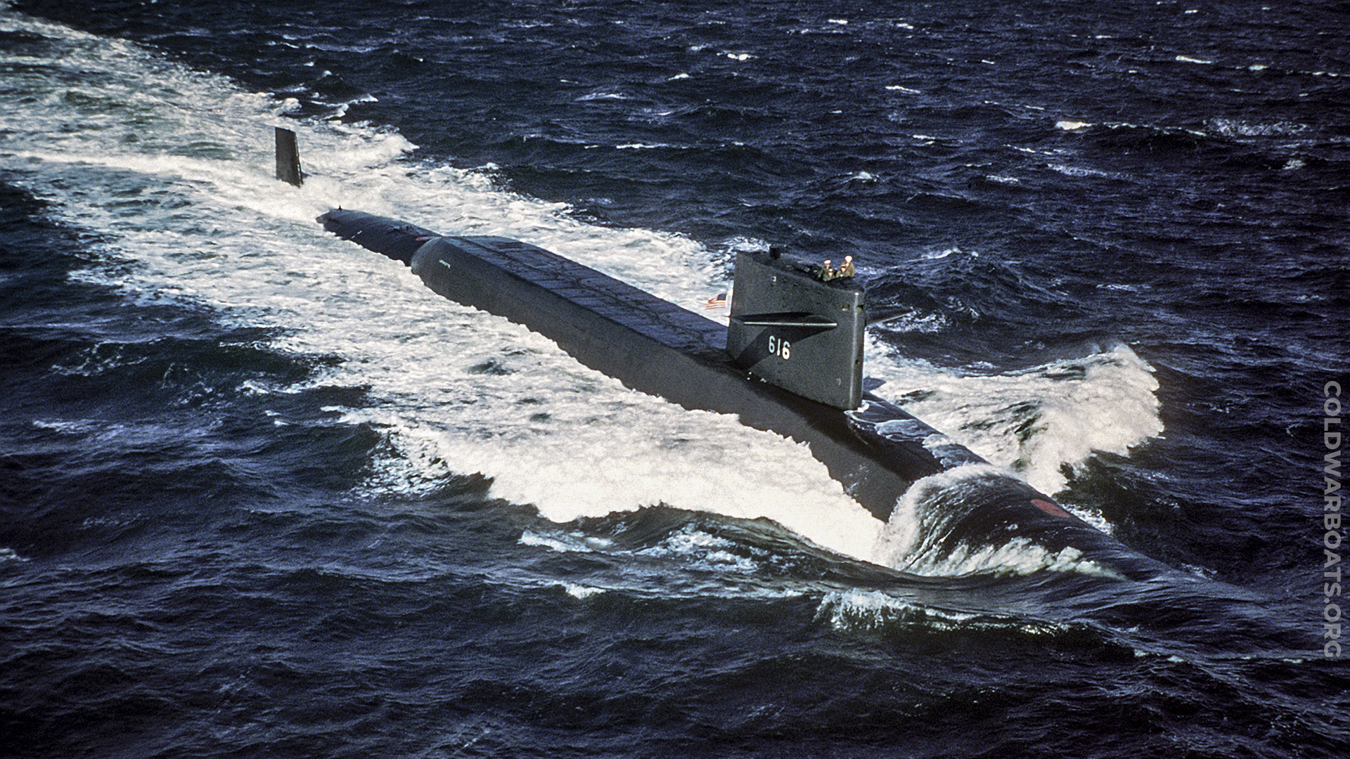 The USS LAFAYETTE (SSBN 616) underway, outbound from Hampton Roads, VA.